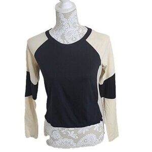 Scotch & Soda Top Color block Long Sleeve Black & Cream Women's XS